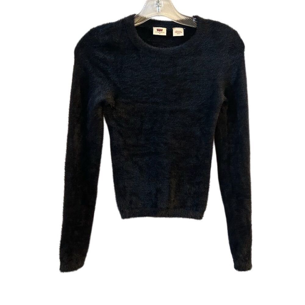 Levi's Women's Black Fuzzy Pullover Sweater Size S Long Sleeve‎